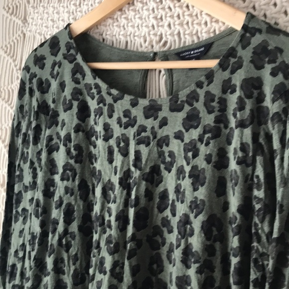 Lucky Brand boho green & black Leopard print animal print, ruffled botto… - Picture 5 of 8